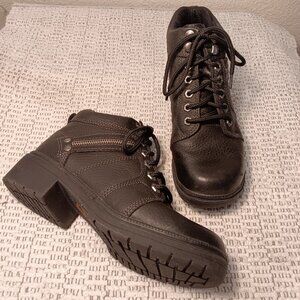 Eddie Moran women's black leather 6" biker boots sz 8.5